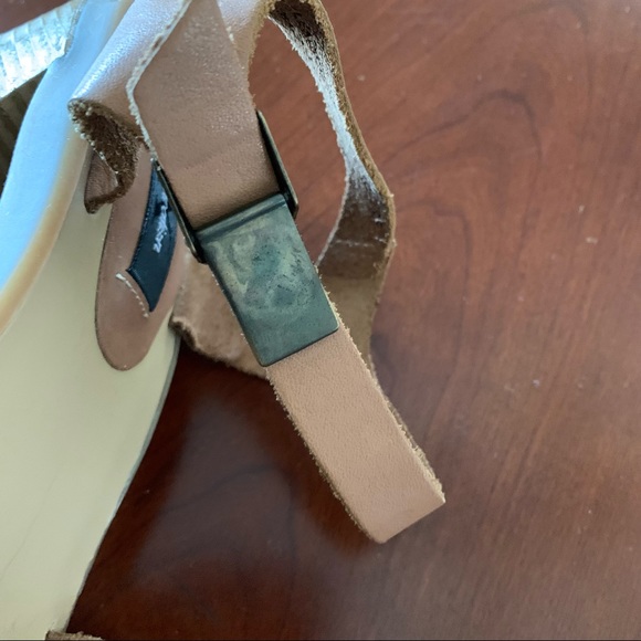 Leather Block Heel Sandals Camel Tan Beige Strappy Sandal Brazil size 38, us7 - Picture 6 of 12